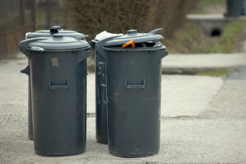 Business office with waste bins for removal